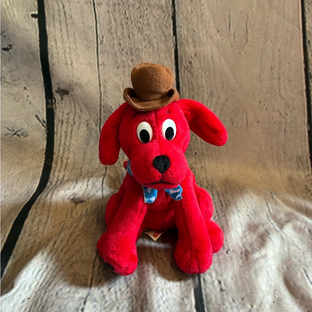 5/$20 Clifford the Big Red Dog 6" Plush Cowboy Hat Bandana Scholastic Stuffie